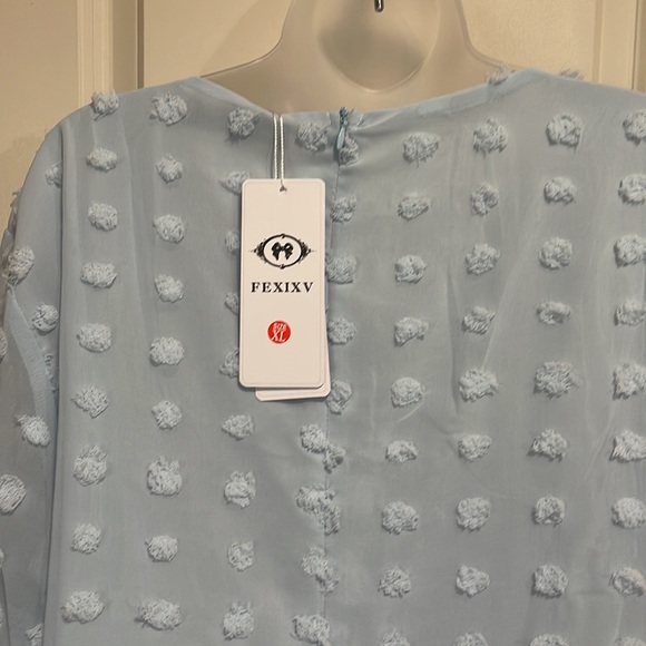 Light blue V Neck bell sleeve dress size XL. NWT - Picture 7 of 9